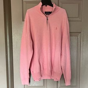 Polo Ralph Lauren Pink Pima Cotton Quarter Zip Sweater
